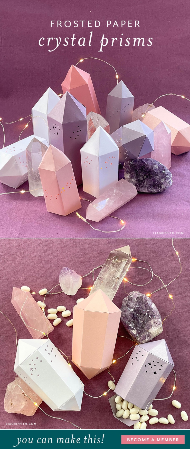 Frosted Paper Crystal Prisms Template & SVG File - Lia Griffith