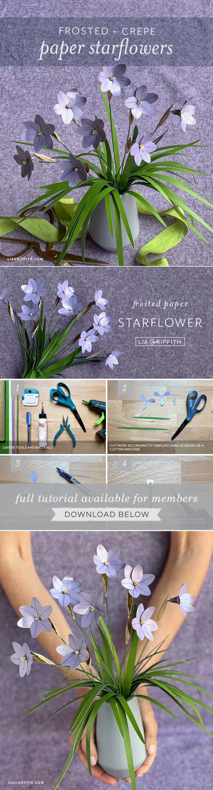 Paper Starflowers Template & Tutorial - Lia Griffith