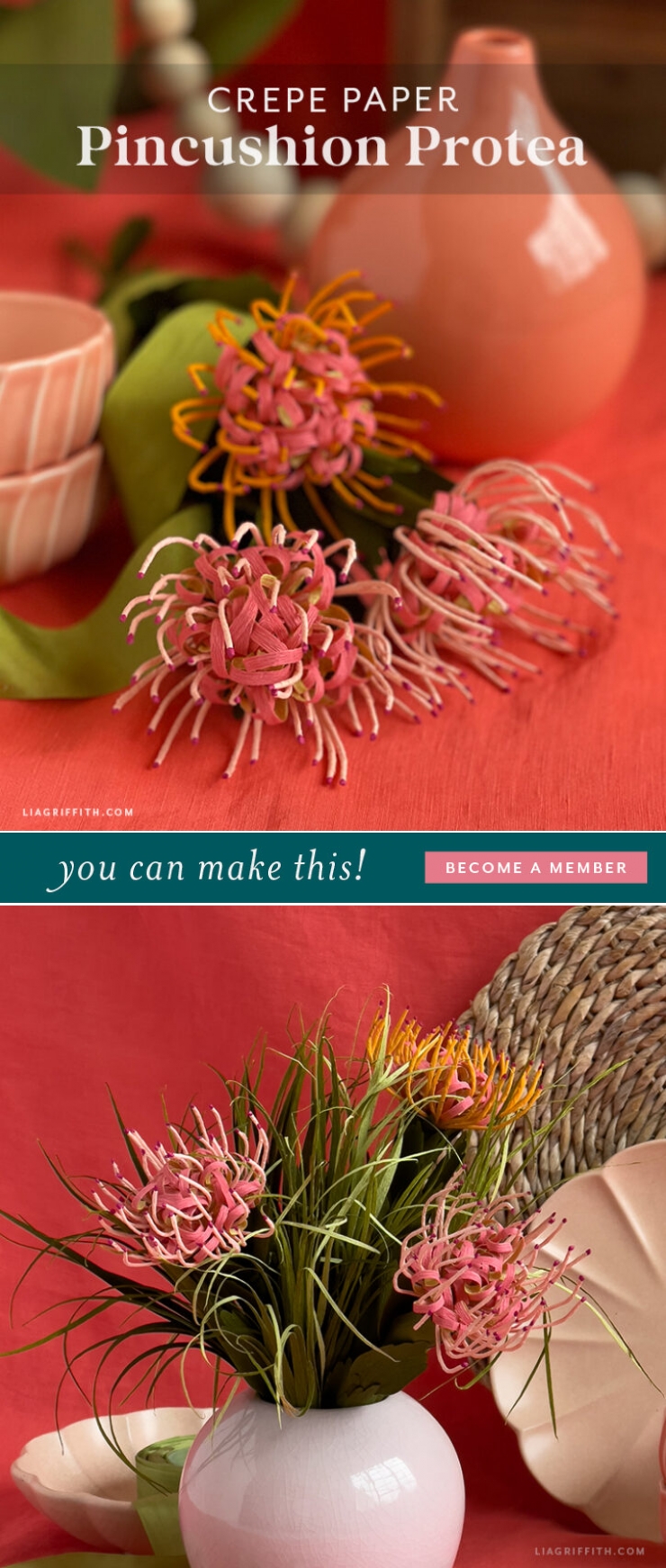 Lia Griffith | Crepe Paper Pincushion Protea