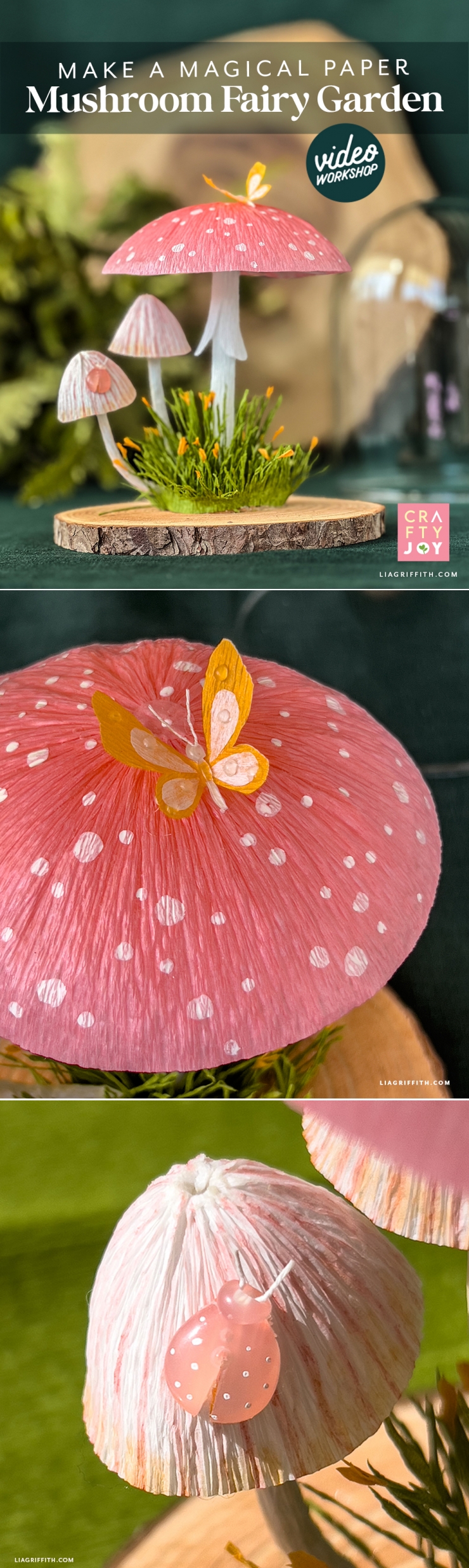 Paper Mushroom Fairy Garden Video Workshop for Beginners