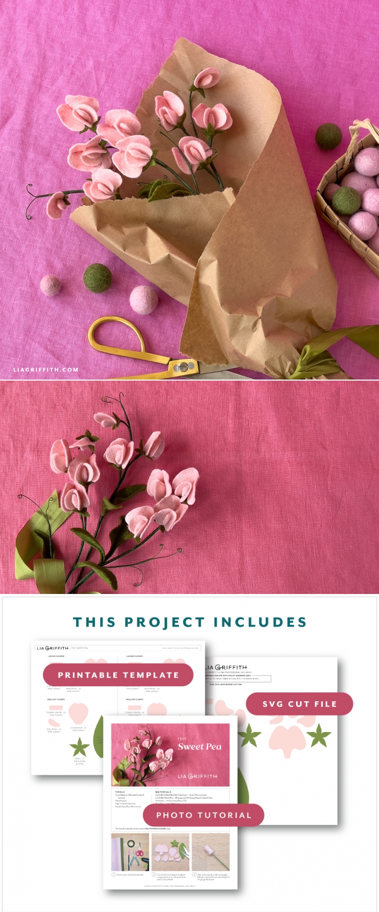 Felt Sweet Peas - Lia Griffith