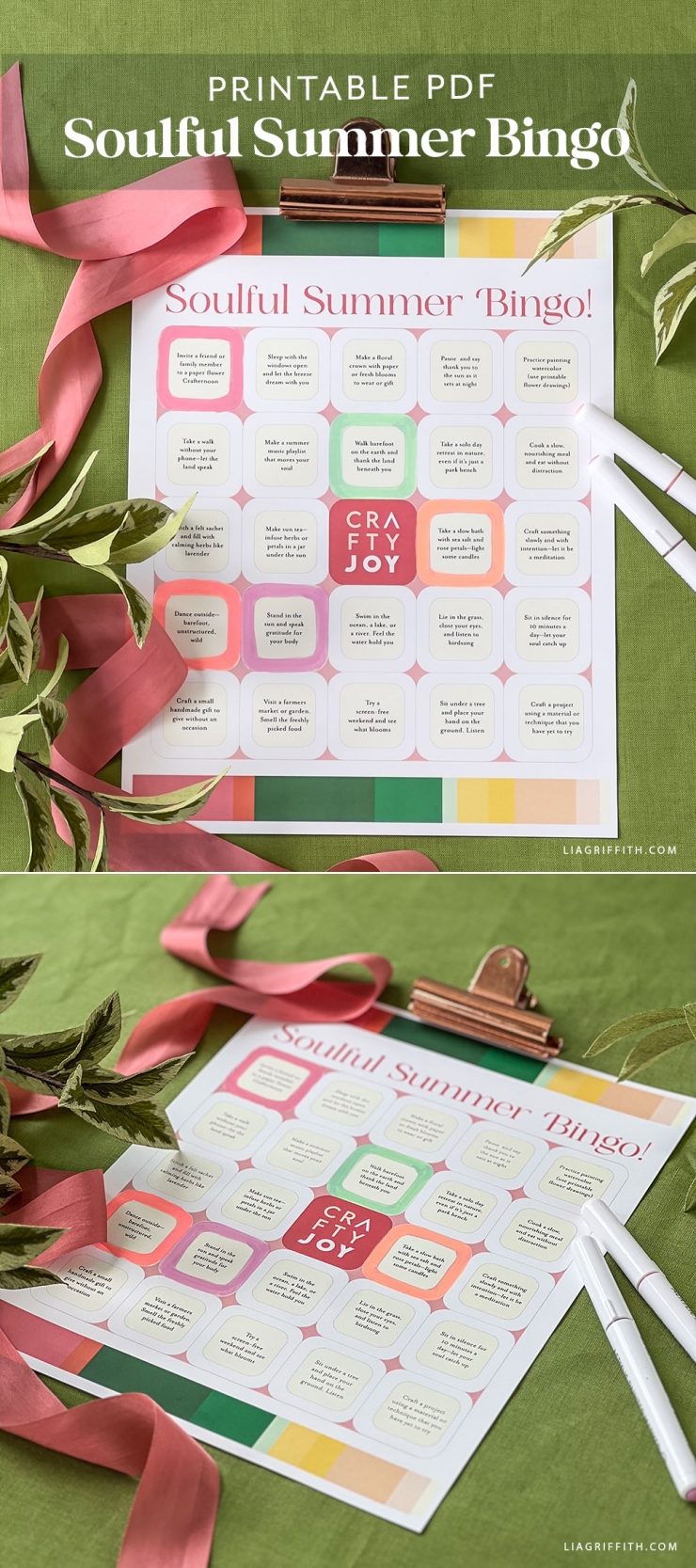 Printable Soulful Summer Bingo Card - Lia Griffith
