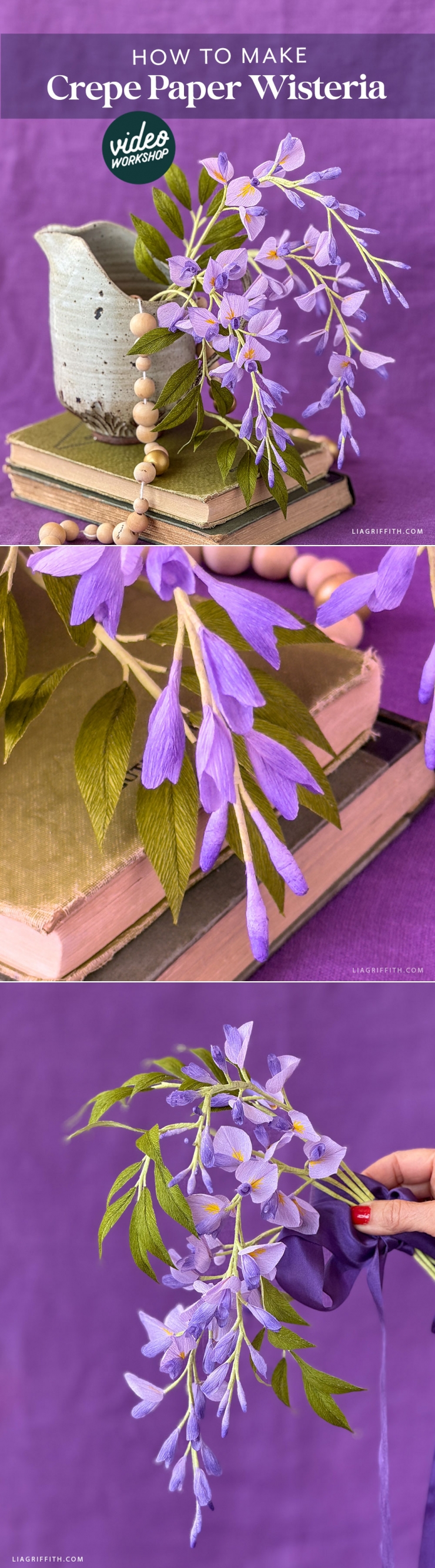 Crepe Paper Wisteria Member Make Video Workshop - Lia Griffith