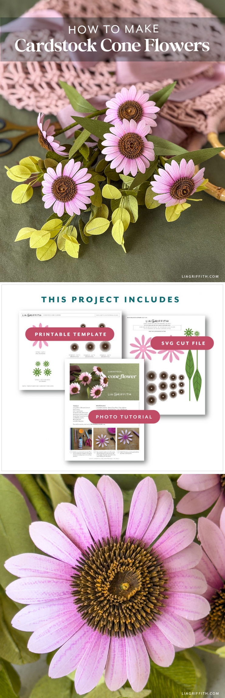 Cardstock Cone Flower - Lia Griffith