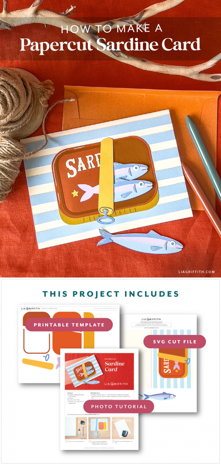 Papercut Sardines Card - Lia Griffith